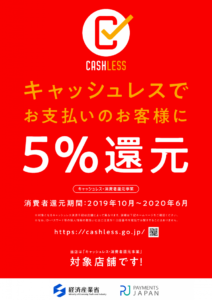 アクアはキャッシュレス・５％還元店舗